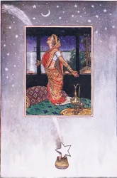 Det finns ingen vind för att kyla kärlekens hetta, illustration från The Garden of Kama (och andra texter från Indien), 1920