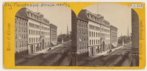 Utsikt över Crosbys operahus före branden i Chicago 1871