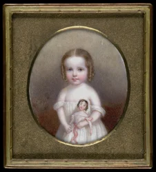 Liten flicka med docka, ca. 1854.