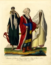 Porträtt av Ibrahim Bey; en egyptisk kvinna av rang; och en kvinnlig vattenbärare med barn