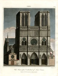 Västra framsidan av katedralen Notre Dame