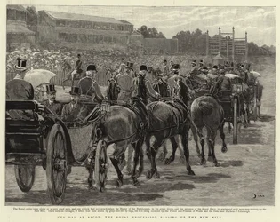 Cup Day på Ascot, den kungliga processionen som passerar New Mile