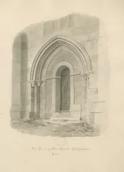 Alton Church - West Door: sepiateckning