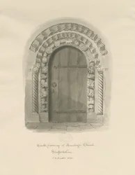 Armitage Church - South Doorway: sepiateckning