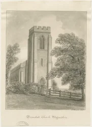 Bramshalls kyrka: sepiateckning