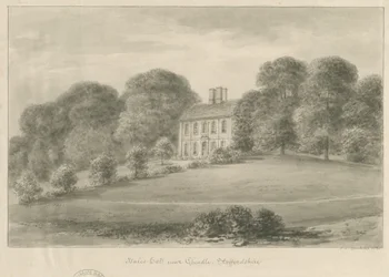 Cheadle - Hales Hall: sepiatvättteckning, 1841
