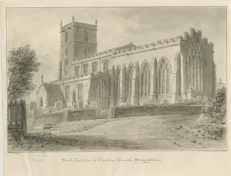Checkley Church: sepiateckning