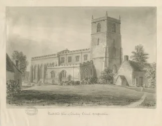 Checkley Church: sepiateckning