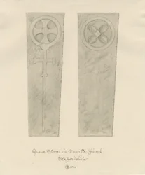 Enville Church - Gravstenar: sepiateckning