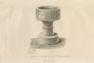 Typsnitt i Checkley Church: sepiateckning, 1841