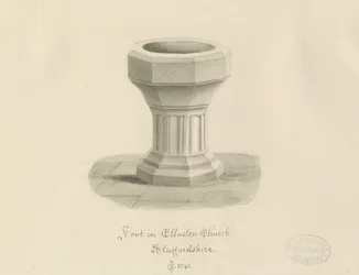 Typsnitt i Ellastone Church: sepiateckning
