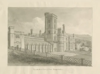 Ilam Hall: sepiateckning
