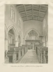 Interiör av Blithfield Church: sepiateckning, 1824