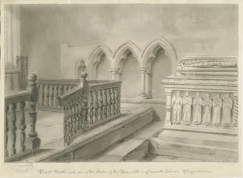 Interiör av kyrkan i Draycott in the Moors, 1841