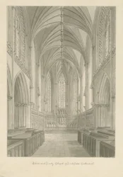 Interiör av Lichfield Cathedral - Choir and Lady Chapel: sepiateckning