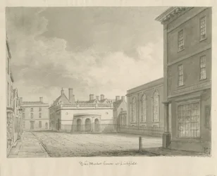 Lichfield - Market House: sepiateckning