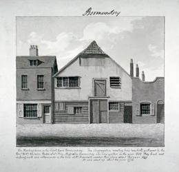St Mary Magdalens möteshus på Court Yard, Bermondsey Square, London, c1828