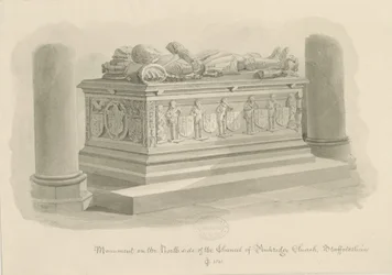 Penkridge Church - Tomb of [Sir Edward Littleton]: sepiateckning