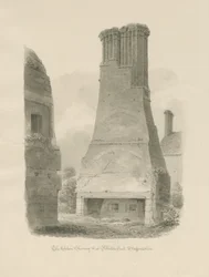 Pillaton Hall - Köksskorsten: sepia ritning