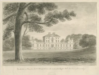 Sandon Hall: sepiatvättteckning