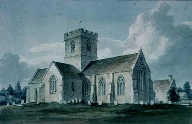 Sydöstra vyn av Dinton Church, 1805