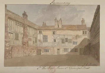 Södra vyn av ruinerna av Bermondsey House, 1827