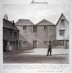 Reverend Whitakers möteshus, Long Walk, Bermondsey, London, c1828
