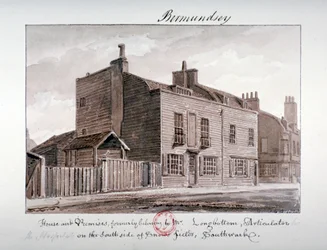 Utsikt över hus på södra sidan av Snowsfields, Bermondsey, London, 1828