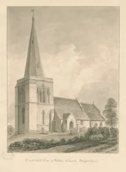 Weston-on-Trent Church: sepiateckning