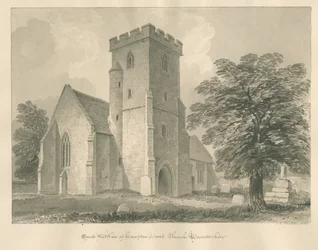 Worcestershire - Hampton Lovett Church: sepiateckning, 1833