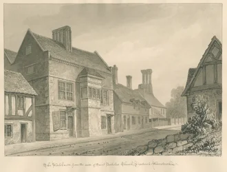 Worcestershire - Droitwich - Workhouse: sepiateckning