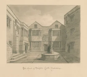 Yorkshire - Skipton Castle: sepiateckning