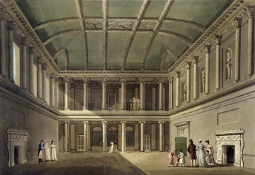 Interiör av konsertrummet, från "Bath Illustrated by a Series of Views", graverad av John Hill (1770-1850) pub. av William Miller