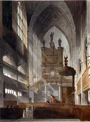 Klostrets interiör, från "Bath Illustrated by a Series of Views", graverad av John Hill (1770-1850), utgiven av William Miller.