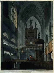 Inre av klostret, från "Bath Illustrated by a Series of Views", graverad av John Hill (1770-1850), pub. av William Miller