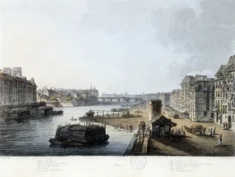 Paris, Notre-Dame-bron - teckning av J.C. Mats, ca 1810