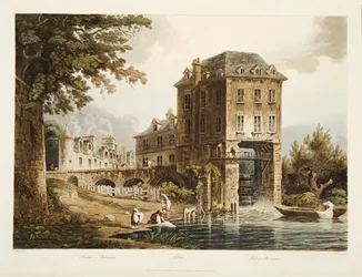 Bruk i Charenton, illustration från Versailles, Paris och Saint Denis, pub. 1807 (akvatint)