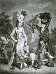 Miss Wicket and Miss Trigger, 1778 (mezzotint)