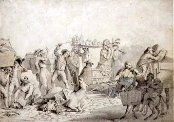 Street Scene (penna och bläck med akvarell på papper)