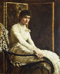 Porträtt av konstnärens hustru Marian Huxley i hennes brudklänning, 1880