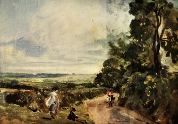 En landsväg med träd och figurer, c1830, 1934.