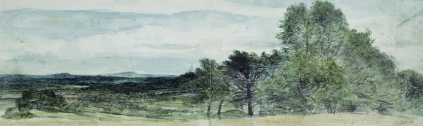 A View at Hursley, Hampshire, 1804 (svart krita och akvarell)