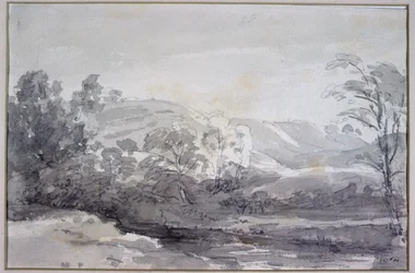 A View in Derbyshire (monokrom akvarell)