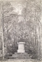Cenotaph för Sir Joshua Reynolds vid Coleorton Hall, Leicestershire, 1823 (blyertsritning)