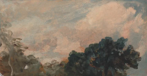Molnstudie med träd, Studie av moln och träd, 1821.