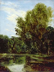 Hörn av Hampstead Ponds (olja ombord)