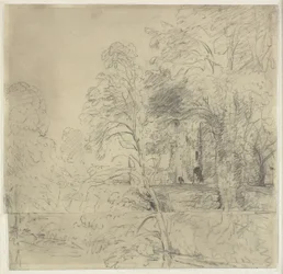 Cowdray Castle, sett mellan träd