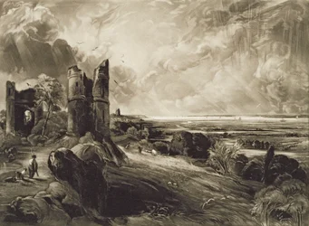 Hadleigh Castle, na vaneina e David Lucas (1802-81) c.1832 (mezzotint with etching)swed