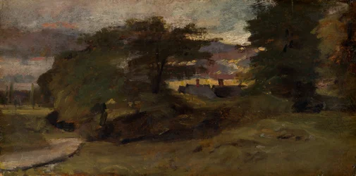Landskap med stugor, 180910.