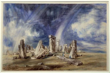 Förhistorisk plats i Stonehenge (England). Målning av John Constable (1776-1837)